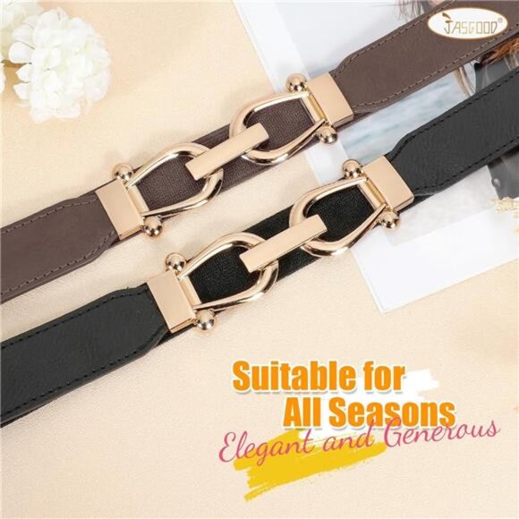 2 Women Stretchy Waist Belt Retro Elastic Skinny Belt for Ladies with